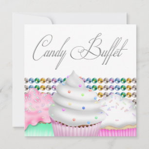 Pink Cupcake Candy Buffet Party Einladung