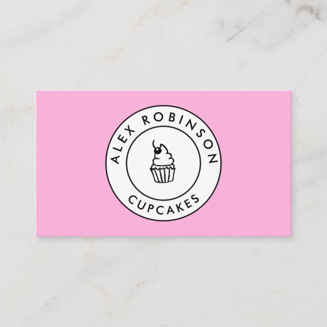 Pink cupcake Circle Logo Backkarte Terminkarte (Vorderseite)