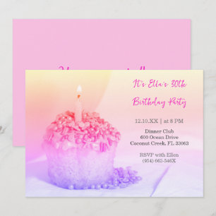 Pink Cupcake Colorful 30. Geburtstagseinladung Einladung
