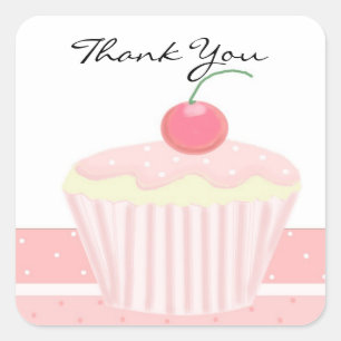 Pink Cupcake Danke Quadratischer Aufkleber