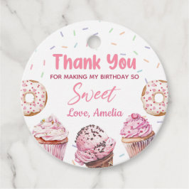 Pink Cupcake & Donut Geburtstags-Liebesmarken Geschenkanhänger