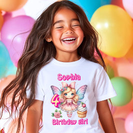 Pink cupcake Feenschmetterling Geburtstag T-Shirt