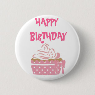 Pink Cupcake Geburtstags-Abzeichen Button