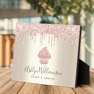 Pink Cupcake Glitzer Tropfen Bäckerei Konditorei K Fotoplatte