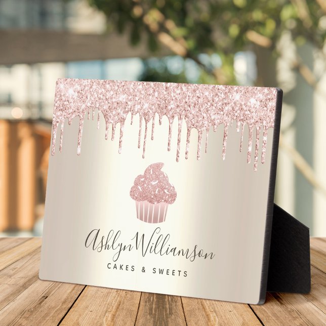 Pink Cupcake Glitzer Tropfen Bäckerei Konditorei K Fotoplatte (Von Creator hochgeladen)