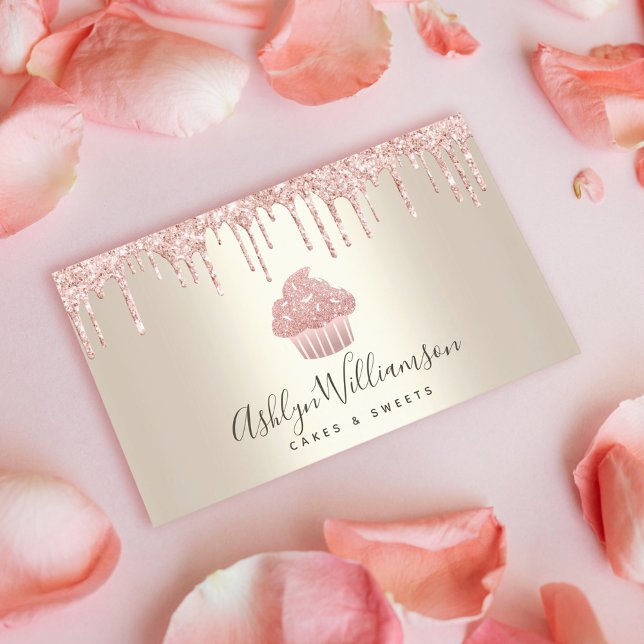 Pink Cupcake Glitzer Tropfen Bäckerei Konditorei K Visitenkarte (Von Creator hochgeladen)