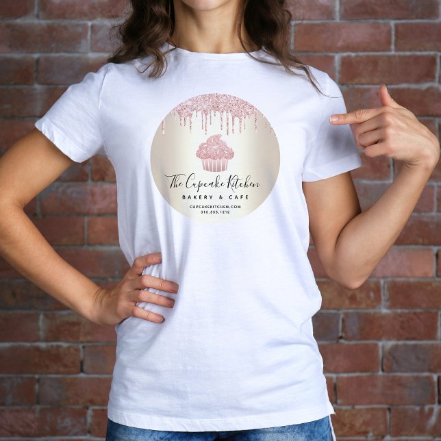 Pink Cupcake Glitzer Tropfen Konditorei Bäckerei C T-Shirt (Von Creator hochgeladen)
