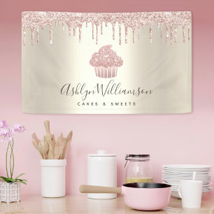 Pink Cupcake Glitzer Tropfen Konditorei Koch Bäcke Banner
