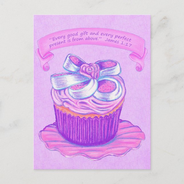 Pink Cupcake~Good Gift Scripte Postkarte (Vorderseite)