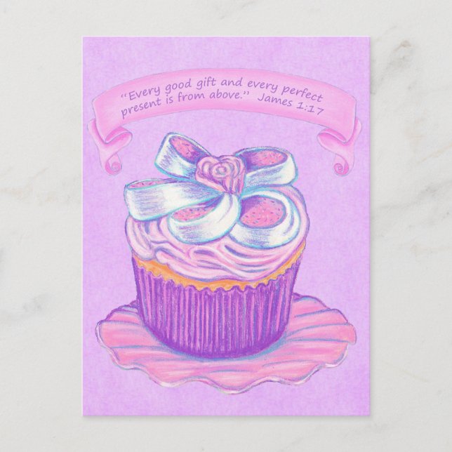 Pink Cupcake~Good Gift Scripte Postkarte (Vorderseite)