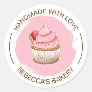 Pink Cupcake Handmade mit Liebe Aufkleber