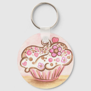 Pink Cupcake Heart Keychain Schlüsselanhänger