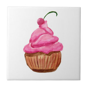 Pink Cupcake mit Cherry Fliese