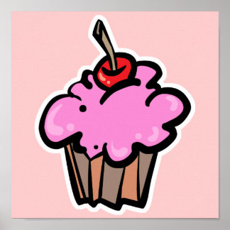 Pink Cupcake mit Cherry Poster