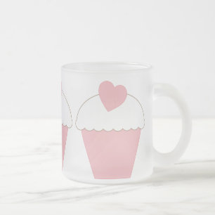 Pink Cupcake mit Herz Mattglastasse