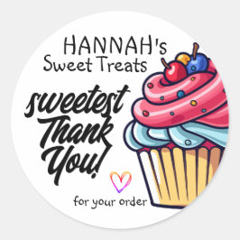 Pink Cupcake mit Kirschen oben Danke Runder Aufkleber