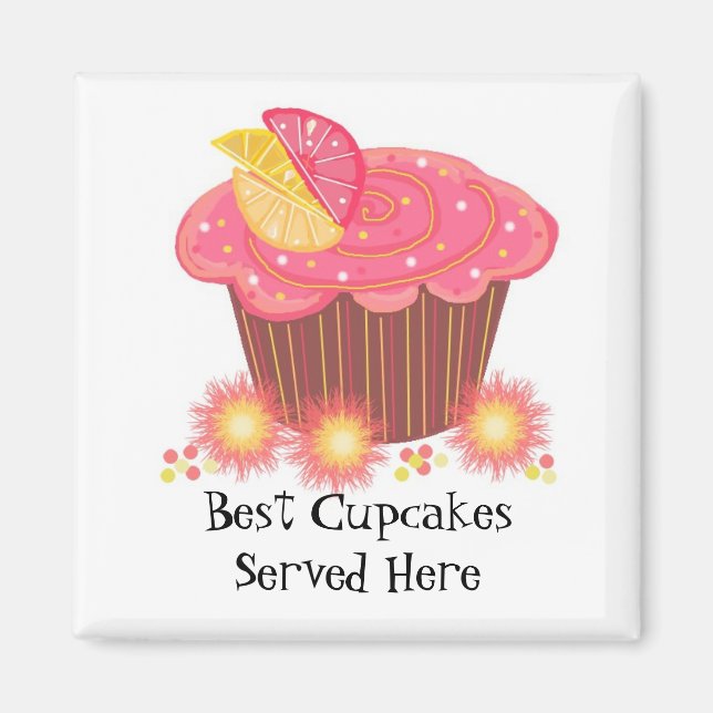 Pink Cupcake mit Niedlichem Sprichwort Magnet (Vorne)