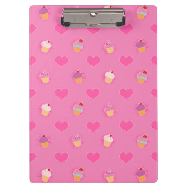 Pink Cupcake Muster Klemmbrett (Vorderseite)