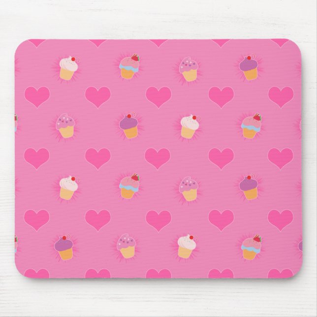 Pink Cupcake Muster Mousepad (Vorne)