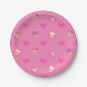 Pink Cupcake Muster Pappteller