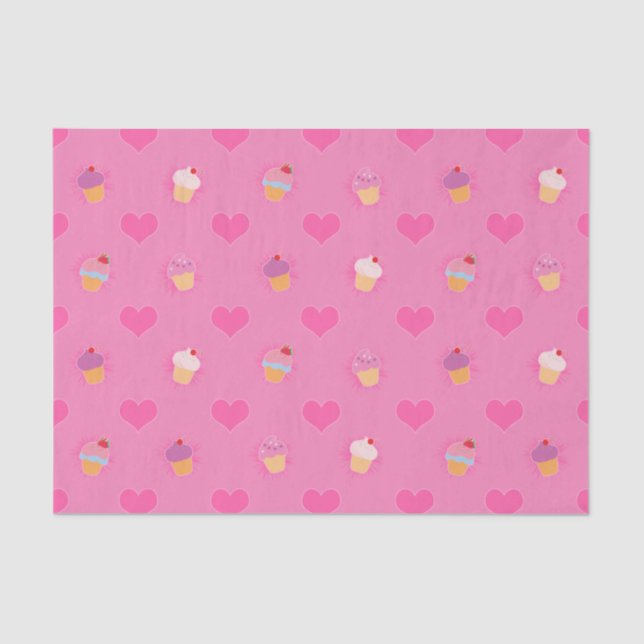 Pink Cupcake Muster Seidenpapier (Vorderseite)