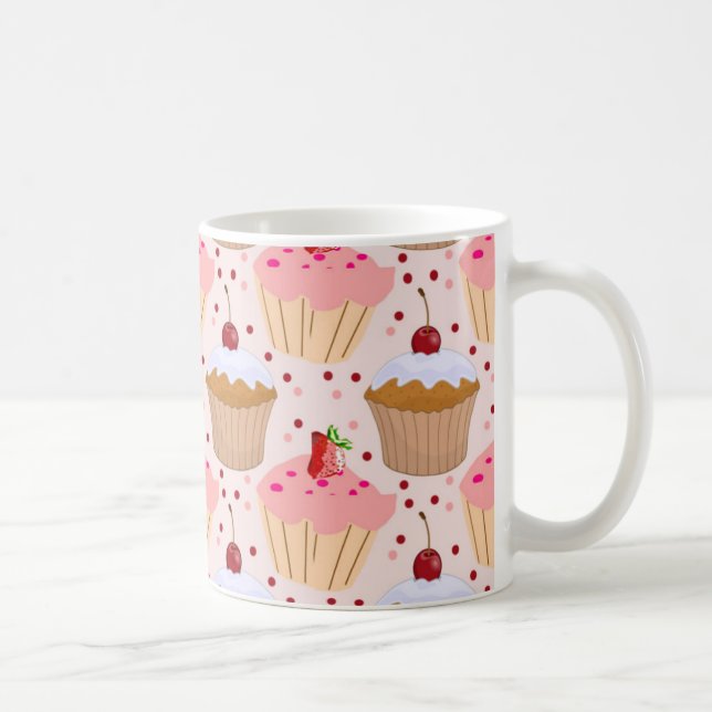 Pink Cupcake Muster Tasse (Rechts)