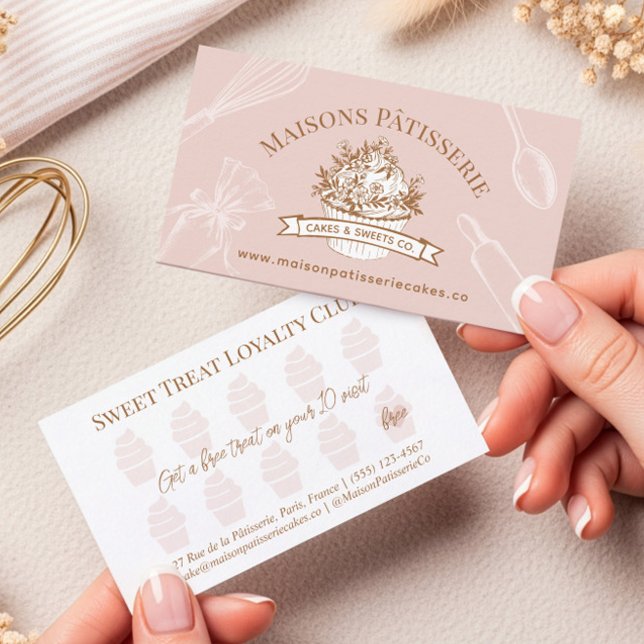 Pink Cupcake Pastry Chef Baking Utensils Bakery Treuekarte (Pink Cupcake Pastry Chef Baking Utensils Bakery Loyalty Card)