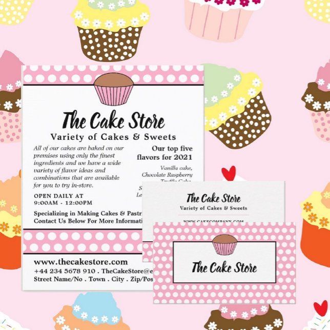 Pink Cupcake & Polka Dot, Cake Maker, Cake Store Visitenkarte (Von Creator hochgeladen)