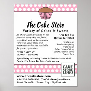 Pink Cupcake & Polka Dot, Cake Store Werbung Poster