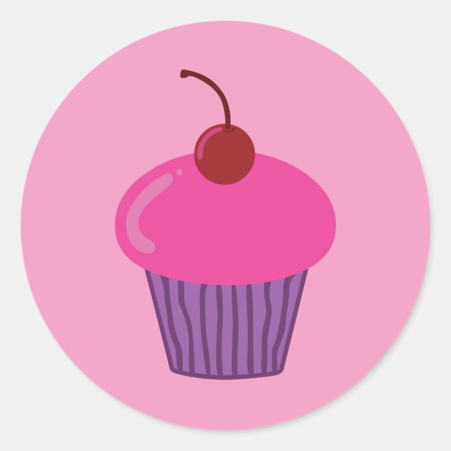 Pink Cupcake Runder Aufkleber (Vorderseite)