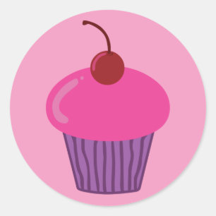 Pink Cupcake Runder Aufkleber