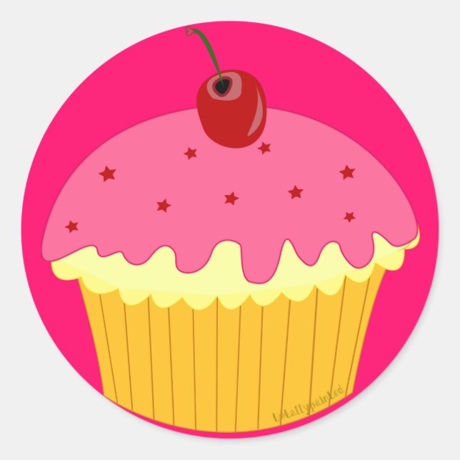 Pink Cupcake Runder Aufkleber (Vorderseite)