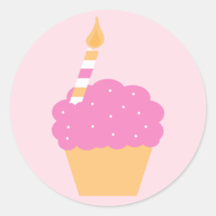 Pink Cupcake Runder Aufkleber
