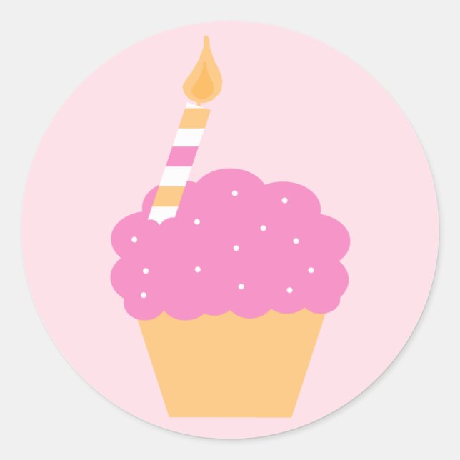 Pink Cupcake Runder Aufkleber (Vorderseite)