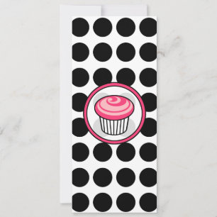 Pink Cupcake Skinny Einladung-Black Polka Dots Einladung