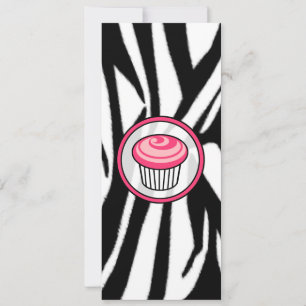 Pink Cupcake Skinny Einladung - Zebra Print