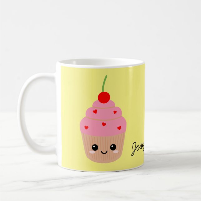 Pink Cupcake Tasse, Niedlicher Personalisierter Cu Kaffeetasse (Links)