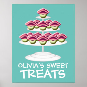 Pink Cupcake Tower Sweet Leckereien Unterschreiben Poster