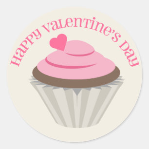 Pink Cupcake Valentinstag Aufkleber