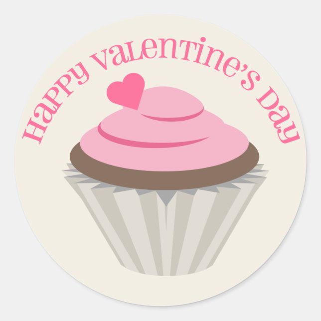 Pink Cupcake Valentinstag Aufkleber (Vorderseite)