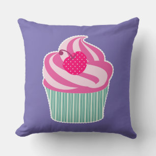 Pink Cupcake WIth Polka Dot Cherry Kissen