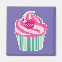 Pink Cupcake WIth Polka Dot Cherry