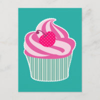 Pink Cupcake WIth Polka Dot Cherry