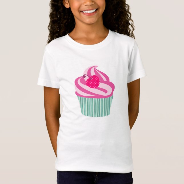 Pink Cupcake WIth Polka Dot Cherry T-Shirt (Vorderseite)