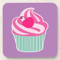 Pink Cupcake WIth Polka Dot Cherry