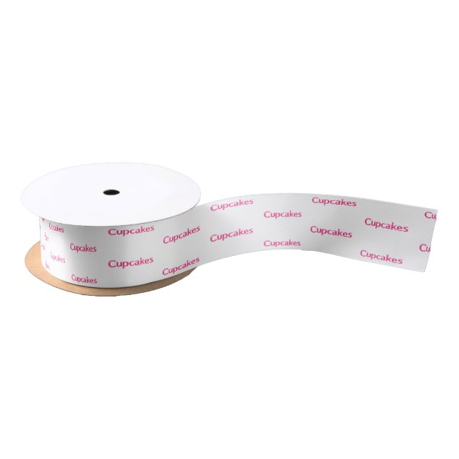 Pink Cupcake Words Satinband (Spule)