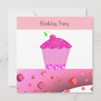 Pink Cupcake zum Geburtstag Einladung