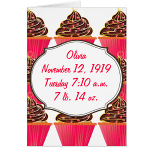 Pink Cupcakes Baby Girl Ankündigungen