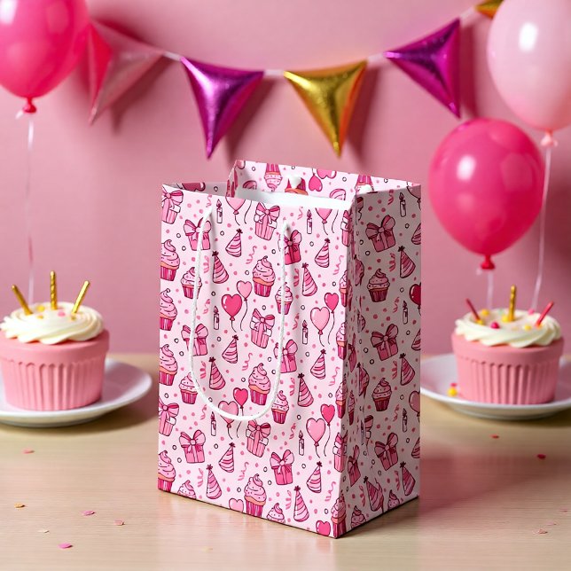 Pink Cupcakes Birthday GIft Bag Mittlere Geschenktüte (Von Creator hochgeladen)