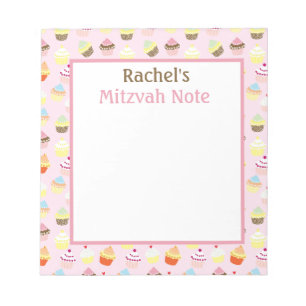 Pink Cupcakes Mitzvah Note Girls Notepad Notizblock